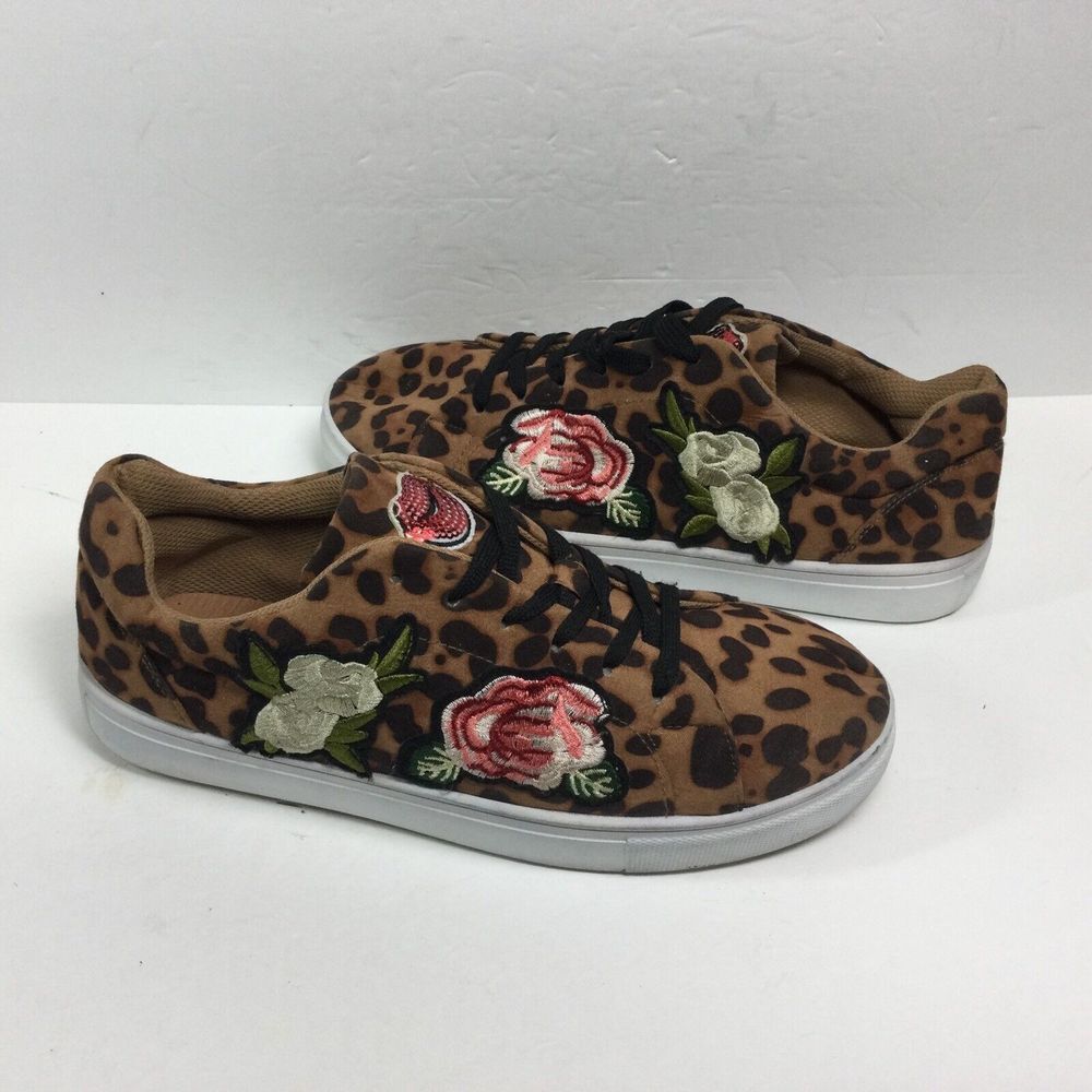 Rouge Helium sneakers Leopard print‎ Shoes Embroidered Woman's Size 10 M